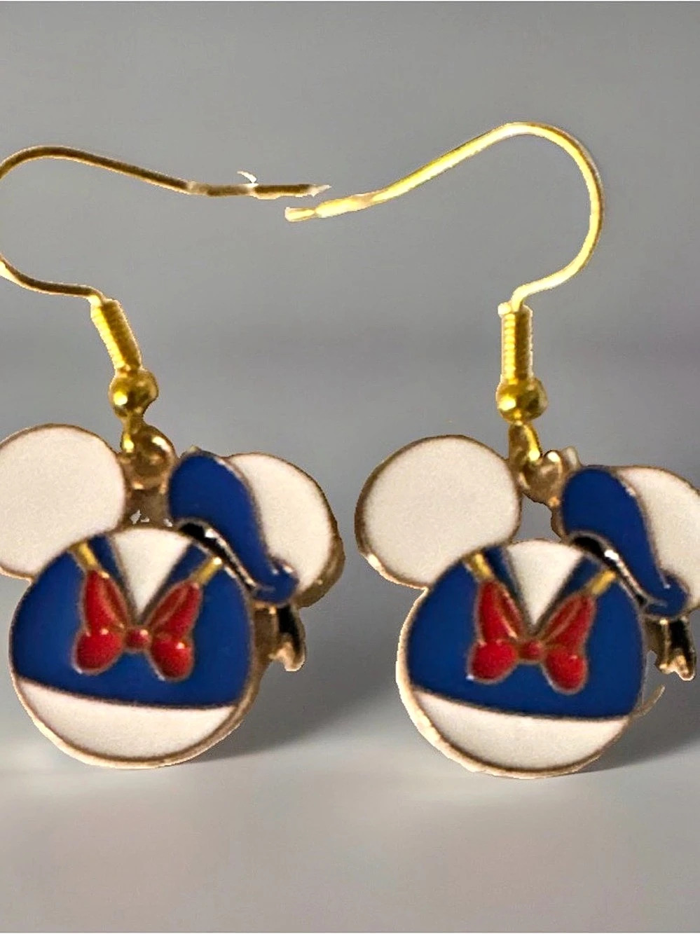 Disney Enamel Donald Duck  Earrings Blue & White New